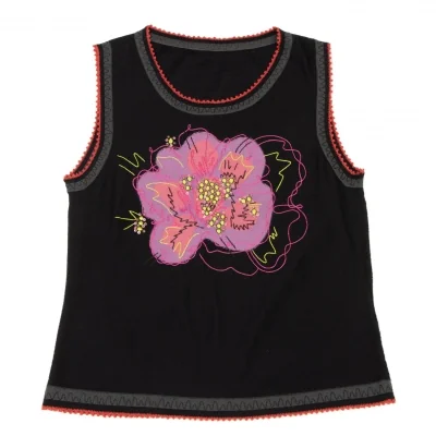 HIROKO KOSHINO Floral Embroidered Knit Tank Top