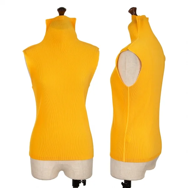 PLEATS PLEASE Mist Pleats Turtle Neck Sleeveless Shirt Orange 3 K-137056_001