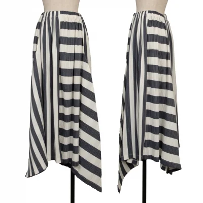 ISSEY MIYAKE Stripe Switching Pleats Skirt