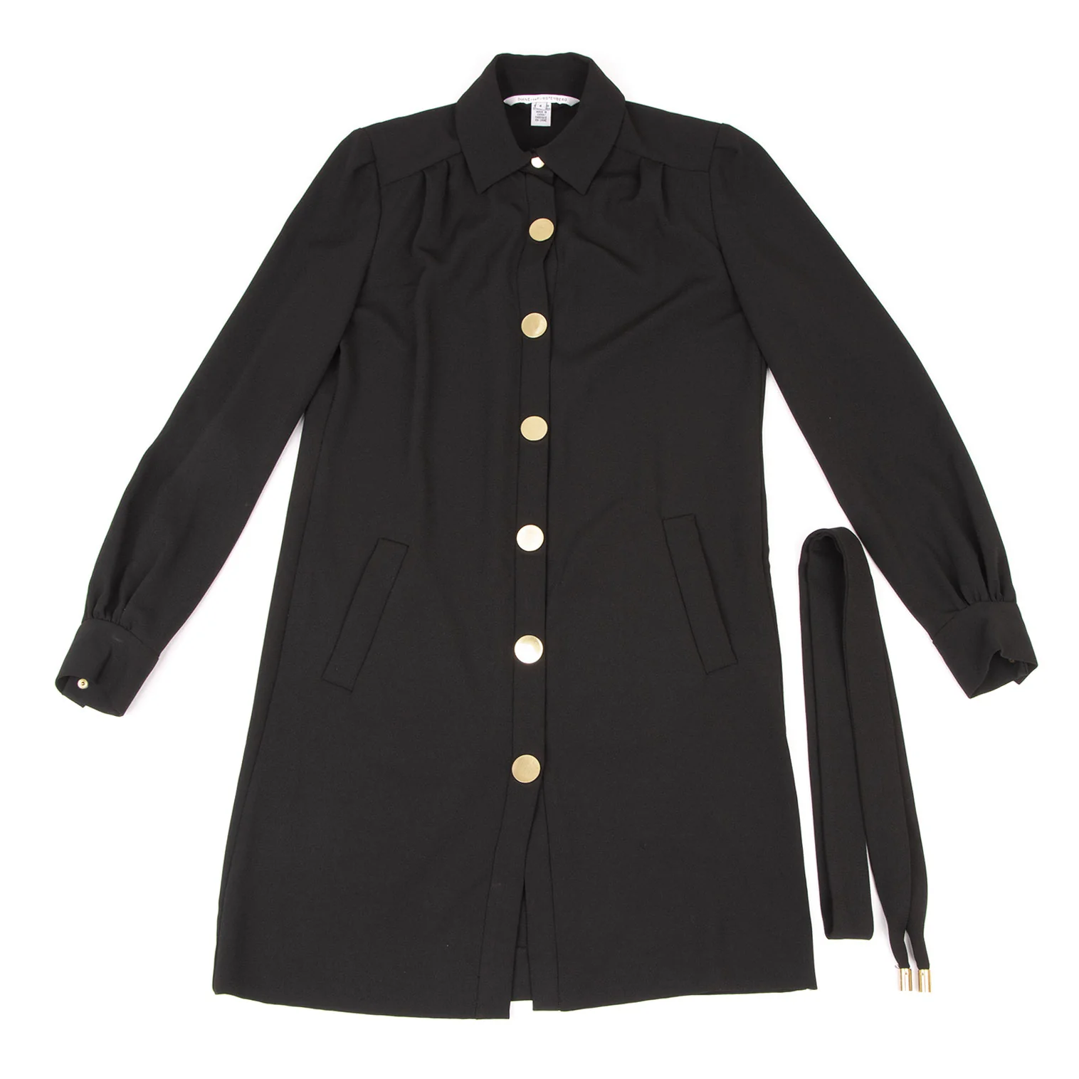 ダイアンフォンファステンバーグDIANE VON FURSTENBERG メタルボタンジョーゼットロングシャツ 黒4 【レディース】 ダイアンフォンファステンバーグDIANE VON FURSTENBERG メタル