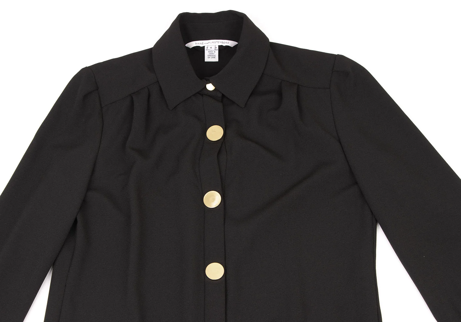 ダイアンフォンファステンバーグDIANE VON FURSTENBERG メタルボタンジョーゼットロングシャツ 黒4 【レディース】 ダイアンフォンファステンバーグDIANE VON FURSTENBERG メタル