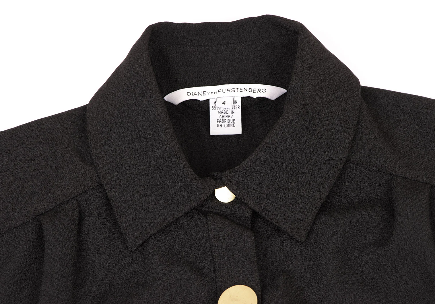 ダイアンフォンファステンバーグDIANE VON FURSTENBERG メタルボタンジョーゼットロングシャツ 黒4 【レディース】 ダイアンフォンファステンバーグDIANE VON FURSTENBERG メタル