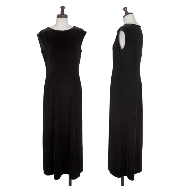 ヒロコビスHIROKO BIS ベルベットノースリーブワンピース 黒9 K-137073_001