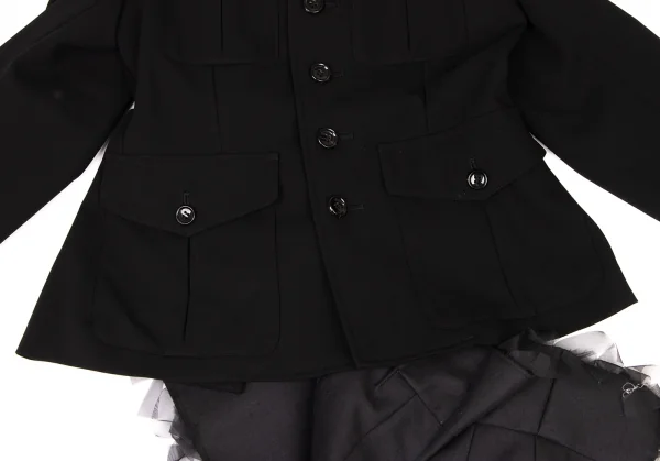 コムデギャルソンCOMME des GARCONS バックシフォンフリルデザインジャケット 黒S K-137100_012