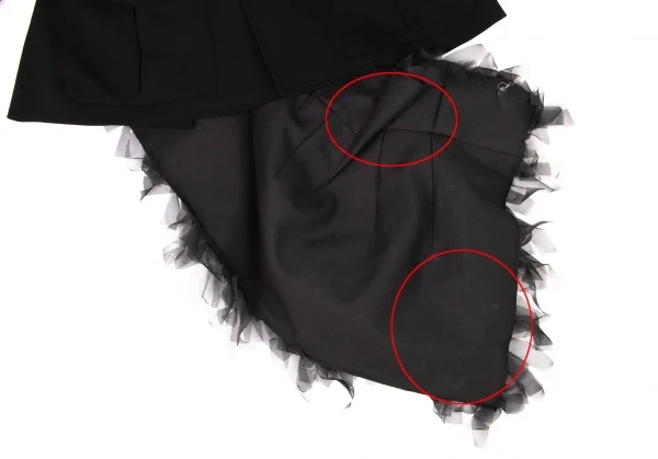 コムデギャルソンCOMME des GARCONS バックシフォンフリルデザインジャケット 黒S K-137100_014