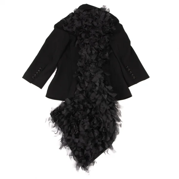 コムデギャルソンCOMME des GARCONS バックシフォンフリルデザインジャケット 黒S K-137100_018