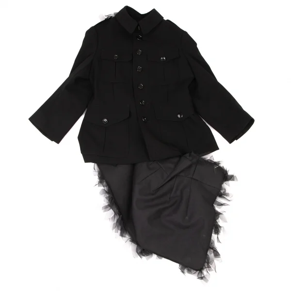 コムデギャルソンCOMME des GARCONS バックシフォンフリルデザインジャケット 黒S K-137100_002