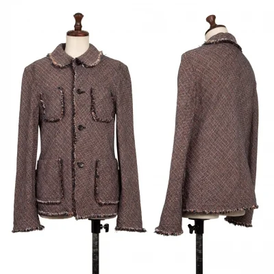 tricot COMME des GARCONS Fringe Tweed Round Collar Jacket
