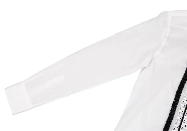 コムコム コムデギャルソンCOMME des GARCONS コットン製品洗いフロントフリルシャツ 白黒S K-137138_007