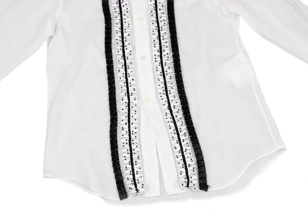 コムコム コムデギャルソンCOMME des GARCONS コットン製品洗いフロントフリルシャツ 白黒S K-137138_012
