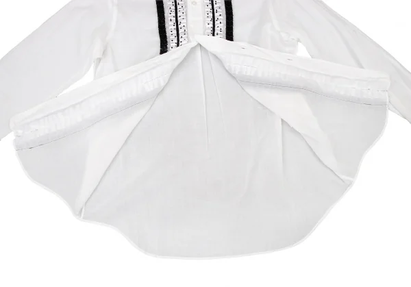 コムコム コムデギャルソンCOMME des GARCONS コットン製品洗いフロントフリルシャツ 白黒S K-137138_014