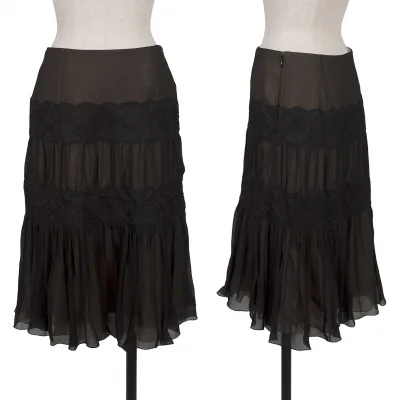 EPOCA Lace Switching Layered Chiffon Silk Skirt