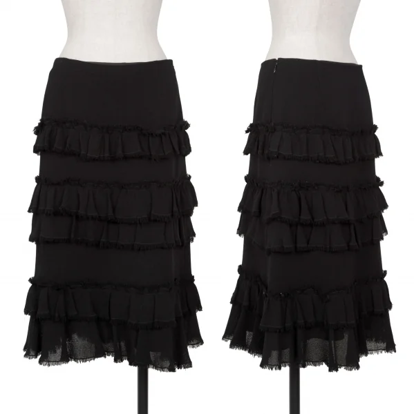 EPOCA Wool Frill Tiered Skirt Black 40 K-137173_001