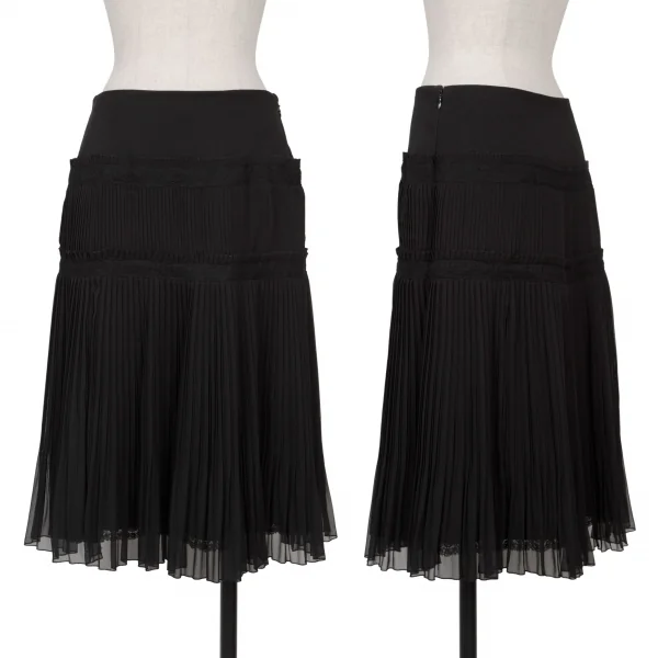EPOCA Lace Switching Pleats Skirt Black 40 K-137174_001