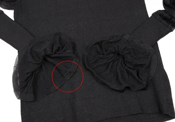 イヴサンローランYves Saint Laurent シースルースリーブシルクナイロンニット 黒S K-137175_011