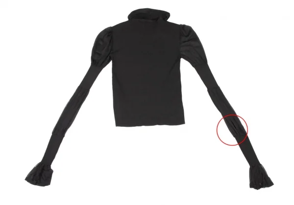 イヴサンローランYves Saint Laurent シースルースリーブシルクナイロンニット 黒S K-137175_016