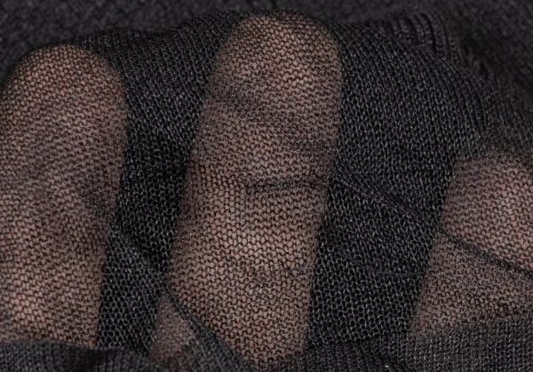 イヴサンローランYves Saint Laurent シースルースリーブシルクナイロンニット 黒S K-137175_018