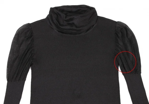 イヴサンローランYves Saint Laurent シースルースリーブシルクナイロンニット 黒S K-137175_003