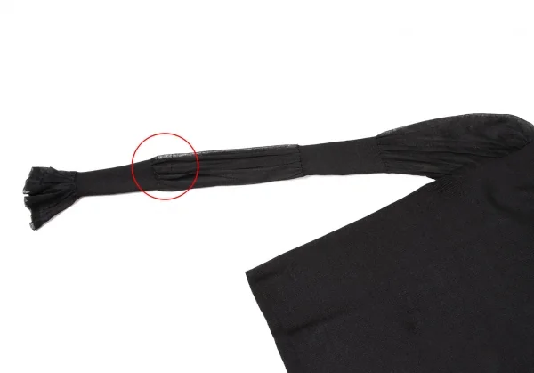 イヴサンローランYves Saint Laurent シースルースリーブシルクナイロンニット 黒S K-137175_006