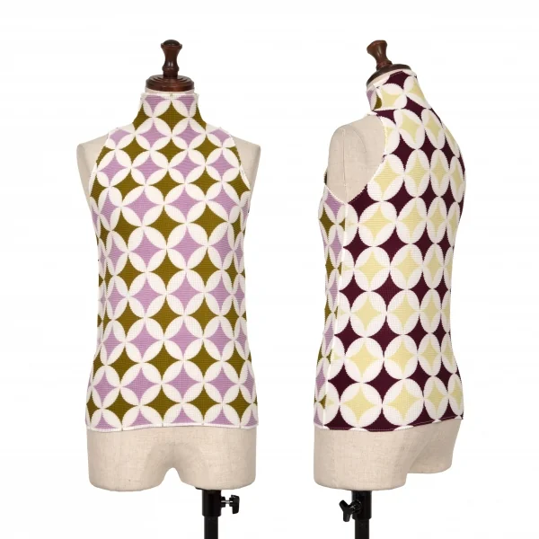 ISSEY MIYAKE PLEATS (T.) Printed Sleeveless Top Multi-Color 3 K-137180_001