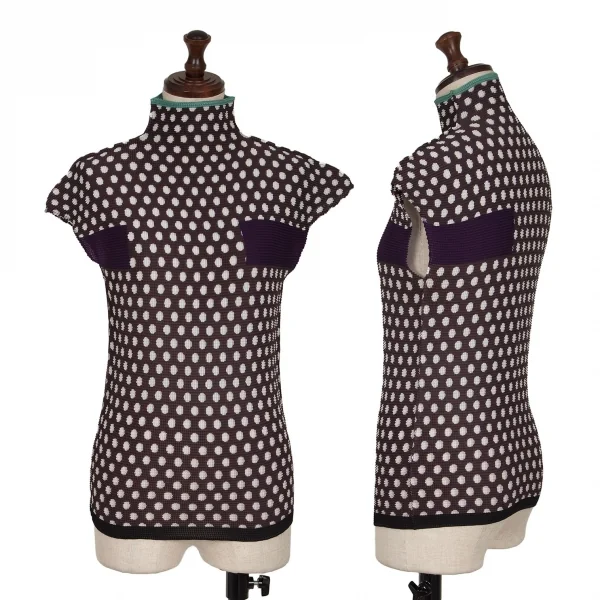 ISSEY MIYAKE me Dot Printed Pleats Top Charcoal F K-137186_001