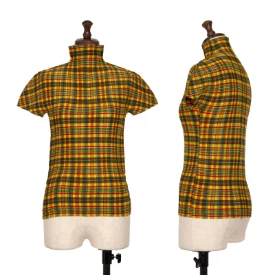 ISSEY MIYAKE me Checker Stretch Pleats High-neck T-shirt