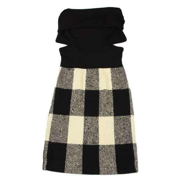 COMME des GARCONS Switching Block Check Drape Neck Dress K-137207_002