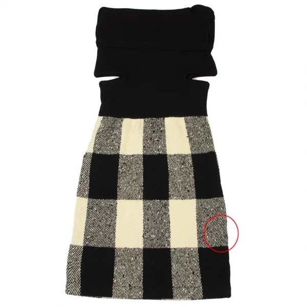 COMME des GARCONS Switching Block Check Drape Neck Dress K-137207_014