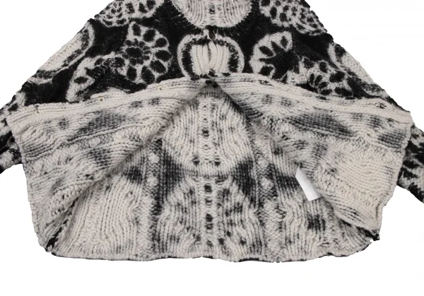 COMME des GARCONS 00s プリント加工手編みニットカーディガン コムデギャルソンCOMME des GARCONS プリント加工手編みニット