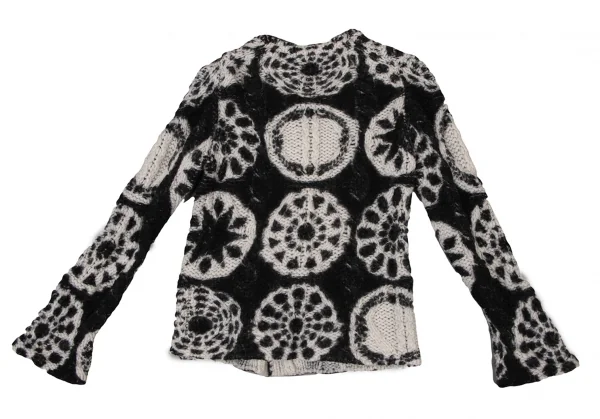 COMME des GARCONS 00s プリント加工手編みニットカーディガン コムデギャルソンCOMME des GARCONS プリント加工手編みニット