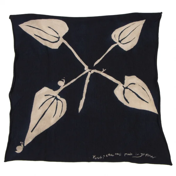 45rpm 45R 藍染リーフ柄天竺ハンカチ 紺 K-137222_001