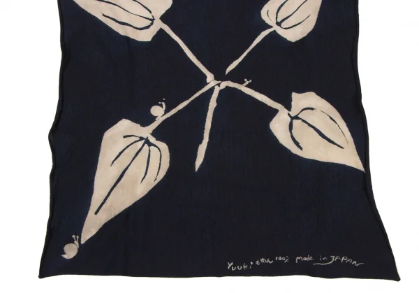 45rpm 45R 藍染リーフ柄天竺ハンカチ 紺 K-137222_004