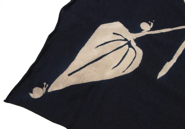 45rpm 45R 藍染リーフ柄天竺ハンカチ 紺 K-137222_005