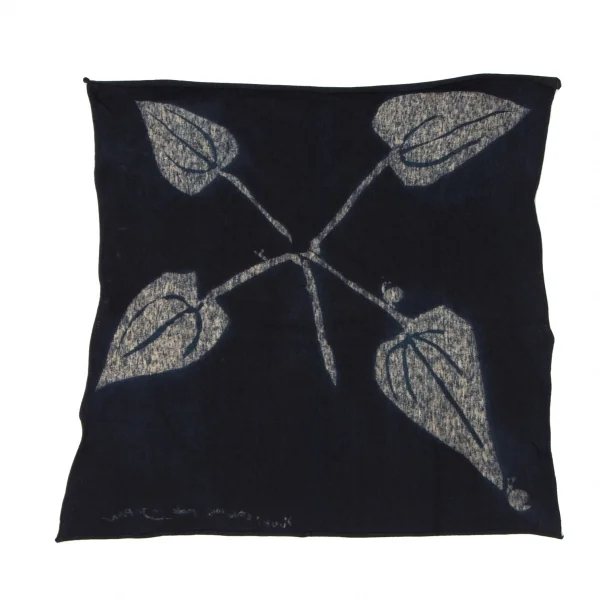 45rpm 45R 藍染リーフ柄天竺ハンカチ 紺 K-137222_007