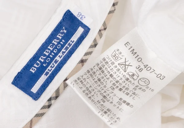 BURBERRY BLUE LABEL Bias Check Sleeveless Shirt White 38 (K