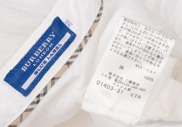 BURBERRY ノースリーブシャツ ホワイト/ブルー BURBERRY（シャツ/ブラウス(半袖/袖なし)）のフリマアイテム一覧