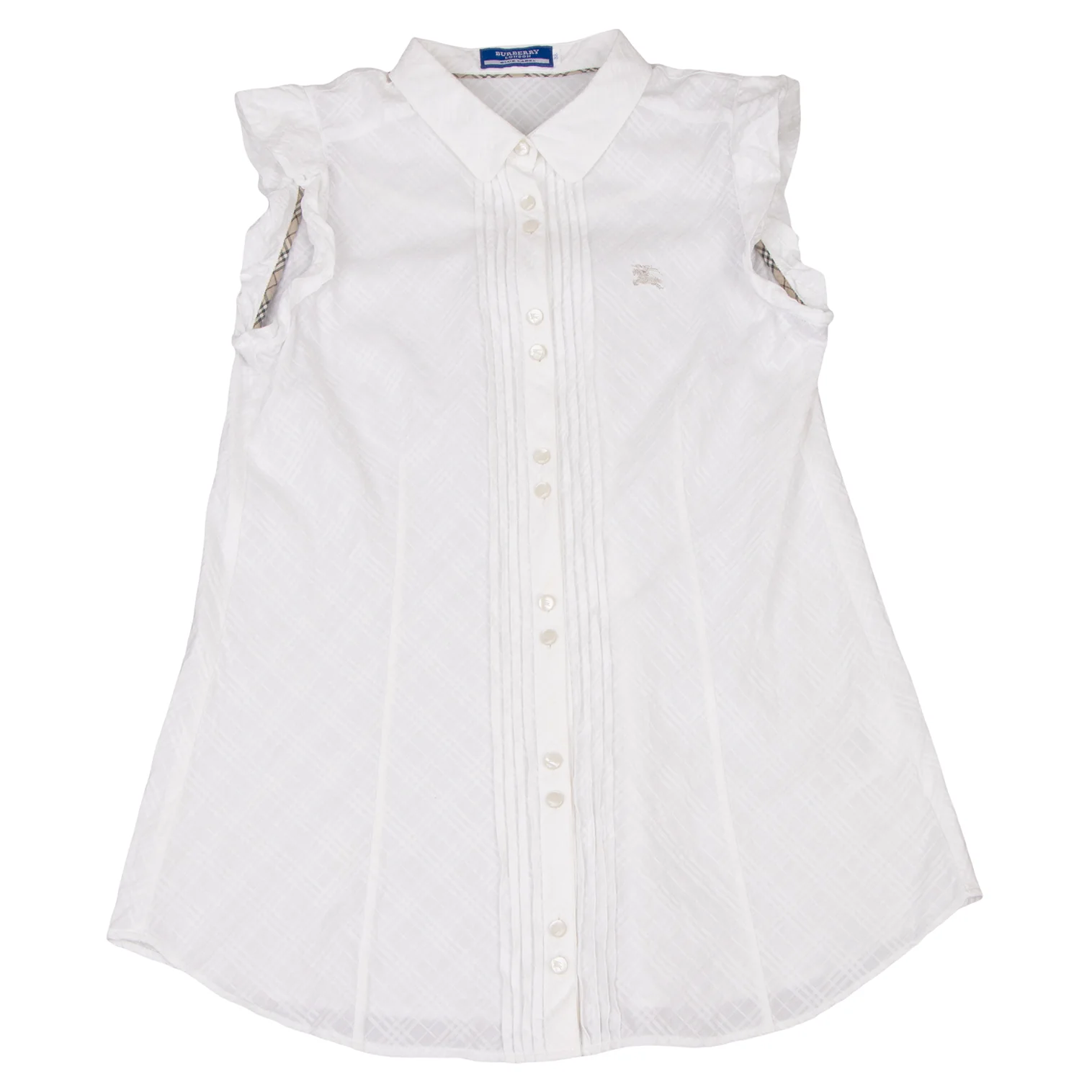 BURBERRY BLUE LABEL Bias Check Sleeveless Shirt White 38