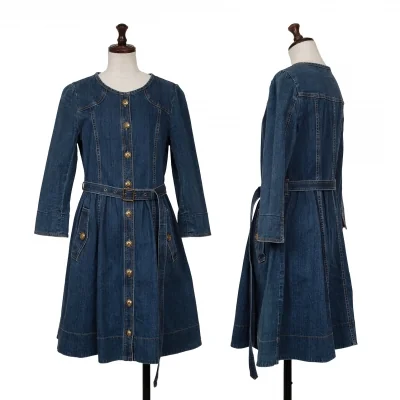 BURBERRY BLUE LABEL Logo Button Design Denim Tunic