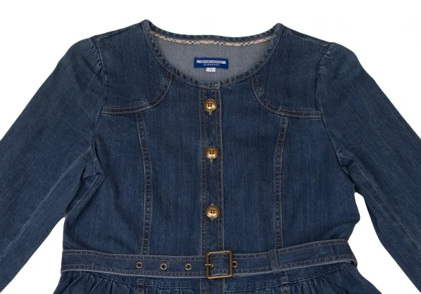 バーバリーレーベルBURBERRY BLUE LABEL ロゴボタンデニムチュニック ブルー38 K-137254_003