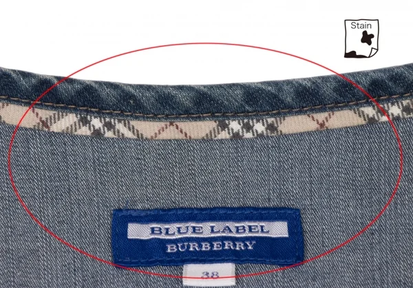 バーバリーレーベルBURBERRY BLUE LABEL ロゴボタンデニムチュニック ブルー38 K-137254_006