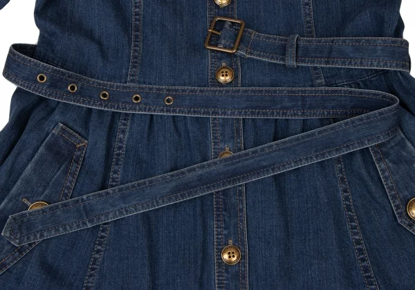 バーバリーレーベルBURBERRY BLUE LABEL ロゴボタンデニムチュニック ブルー38 K-137254_018