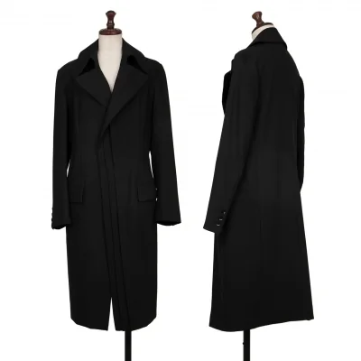 Yohji Yamamoto la vie en noir Wool Lapel Pleated Long Jacket