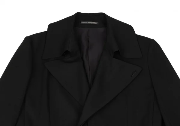ヨウジヤマモト ラヴィアンノアールYohji Yamamoto la vie en noir ウールラペルプリーツロングジャケット 黒1 K-137266_003