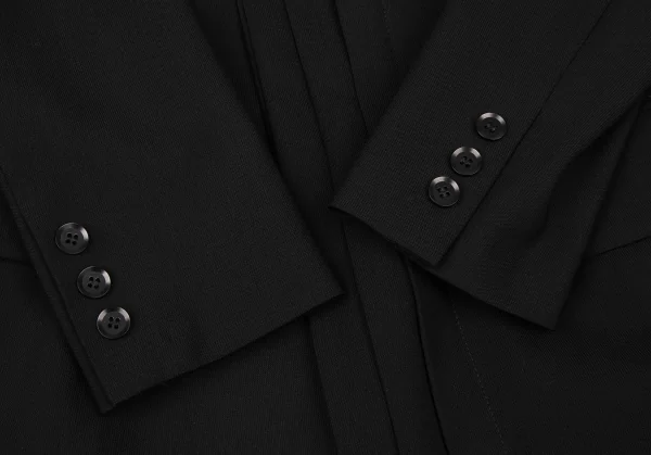 ヨウジヤマモト ラヴィアンノアールYohji Yamamoto la vie en noir ウールラペルプリーツロングジャケット 黒1 K-137266_007