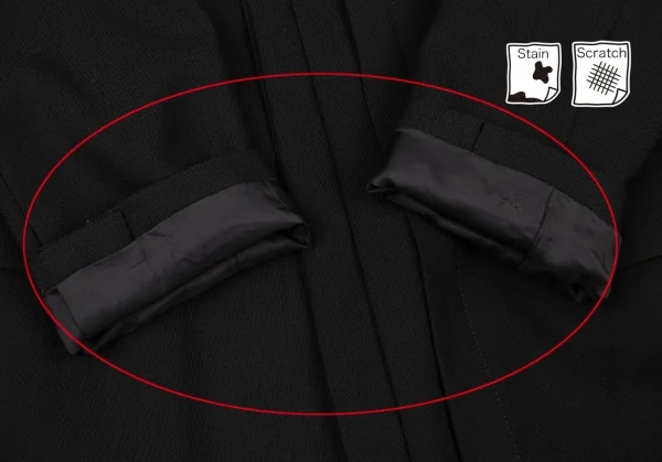 ヨウジヤマモト ラヴィアンノアールYohji Yamamoto la vie en noir ウールラペルプリーツロングジャケット 黒1 K-137266_008