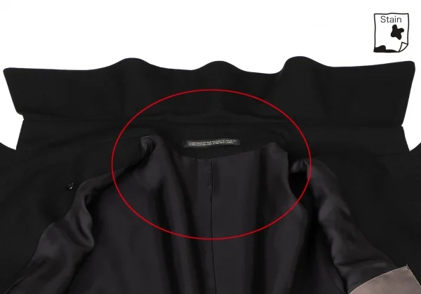 ヨウジヤマモト ラヴィアンノアールYohji Yamamoto la vie en noir ウールラペルプリーツロングジャケット 黒1 K-137266_014