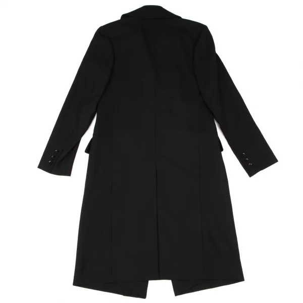 ヨウジヤマモト ラヴィアンノアールYohji Yamamoto la vie en noir ウールラペルプリーツロングジャケット 黒1 K-137266_019
