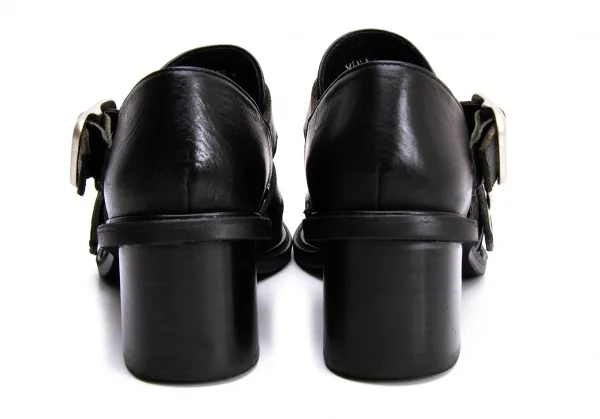 ワイズY's ダブルベルトレザーヒールシューズ 黒4(24.5位） K-137295_010