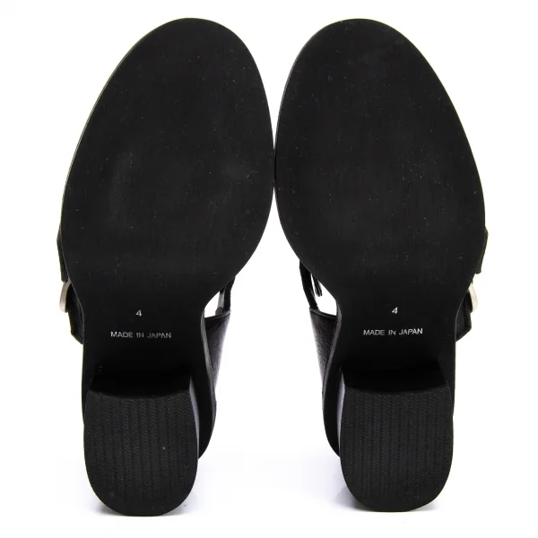 ワイズY's ダブルベルトレザーヒールシューズ 黒4(24.5位） K-137295_012