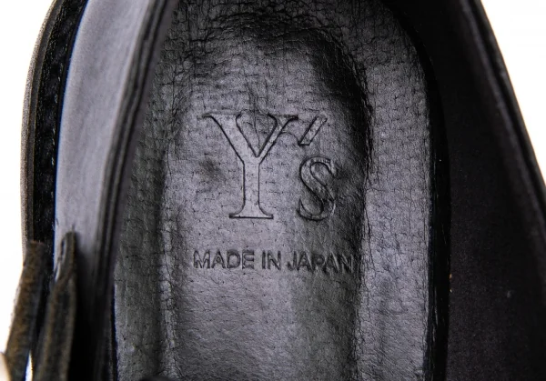 ワイズY's ダブルベルトレザーヒールシューズ 黒4(24.5位） K-137295_015